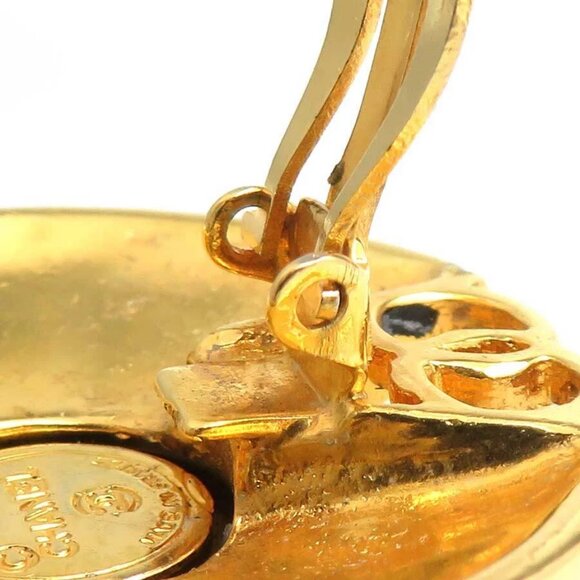 CHANEL CC Logo Clip on Earrings Gold/Brown Metal/Stone - - Picture 11 of 14